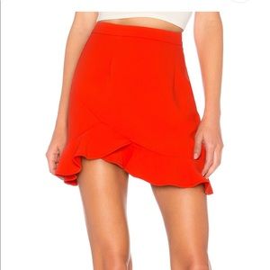 Revolve Red Ruffle Mini Skirt